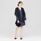 Estee & Lilly Striped Lace With Floral Border Wrap - Black