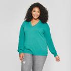 Women's Plus Size Textured Pullover - Ava & Viv Turquoise