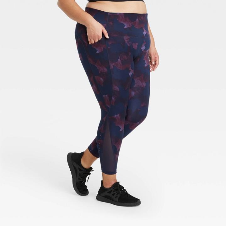 Women's Plus Size Sculpted Linear Camo Print High-waisted 7/8 Leggings 25 - All In Motion Purple
