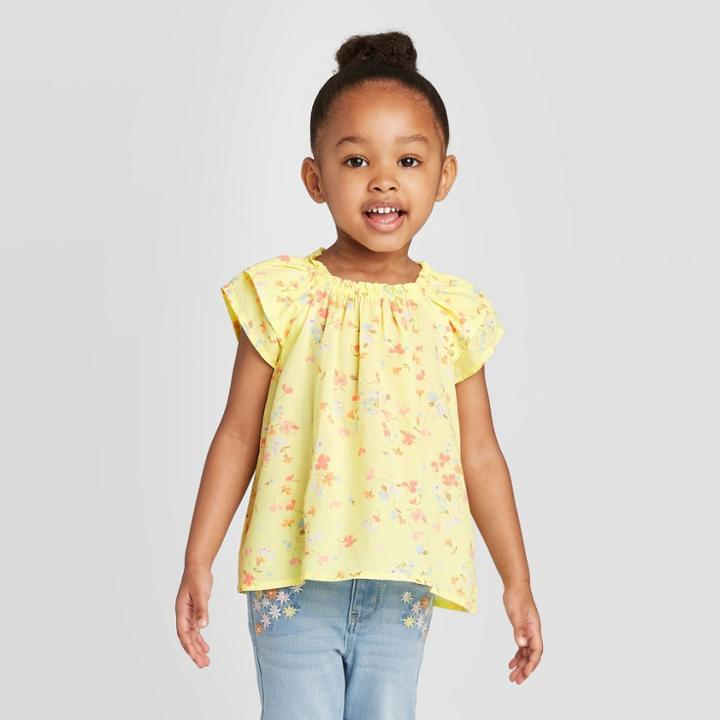 Oshkosh B'gosh Toddler Girls' Floral Blouse - Yellow 12m, Toddler Girl's