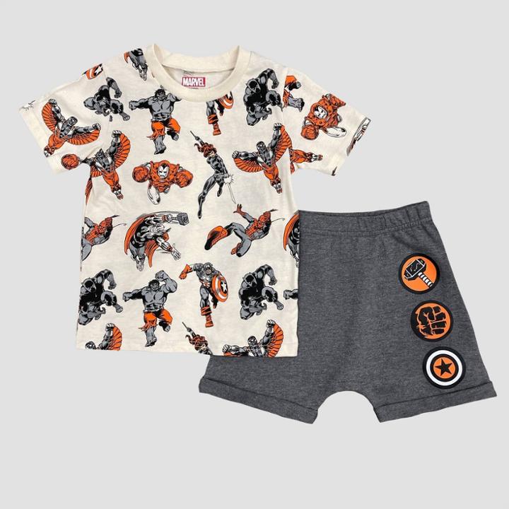 Toddler Boys' 2pc Marvel Top And Bottom Set - Beige