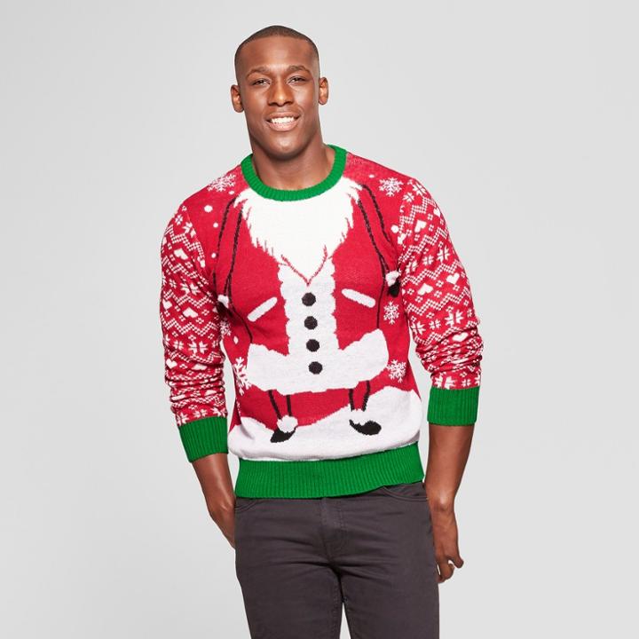 Men's Santa Christmas Family Ugly Sweater - Well Worn Red