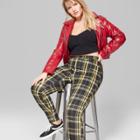 Women's Plus Size Plaid Mid-rise Skinny Jeans - Wild Fable Black/yellow
