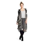 Self Esteem Women's Tribal Print Hooded Duster Heather Gray L -