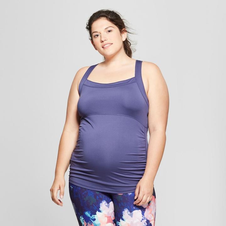 Maternity Plus Size Active Tank - Isabel Maternity By Ingrid & Isabel Dark Purple 1x, Women's, Dark Blue