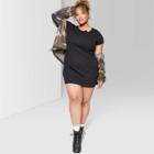 Women's Plus Size Short Sleeve Crewneck Knit Mini Dress - Wild Fable Black