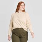 Women's Plus Size Crewneck Edwardrian Sweatshirt - Who What Wear Beige 1x, Women's,