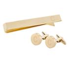 Cathy's Concepts C Personalized Round Cuff Link And Tie Clip Set Gold,