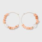 Pearl And Shell Bead Hoop Earrings - A New Day Pastel Peach, Pink/white/white