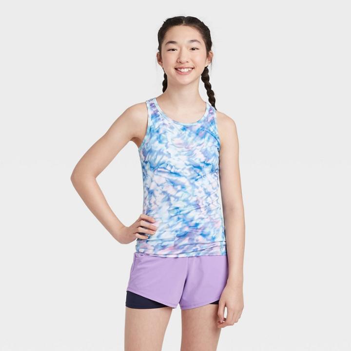 Girls' Racerback Tank Top - All In Motion Aqua Xs, Girl's, Blue