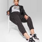 Women's Plus Size Striped High-rise Skinny Pants - Wild Fable Black