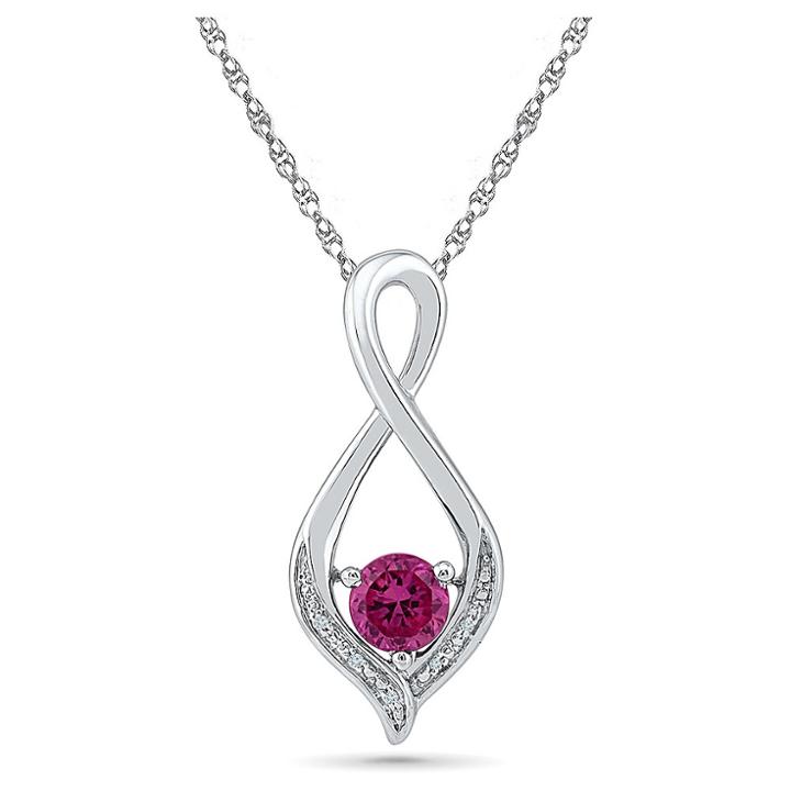 Target Diamond Accent White Diamond & Created Pink Sapphire Infinity Fashion Pendant In Sterling