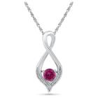 Target Diamond Accent White Diamond & Created Pink Sapphire Infinity Fashion Pendant In Sterling