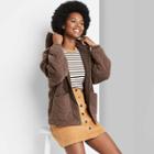 Women's Hooded Quilted Jacket - Wild Fable Dark Chocolate