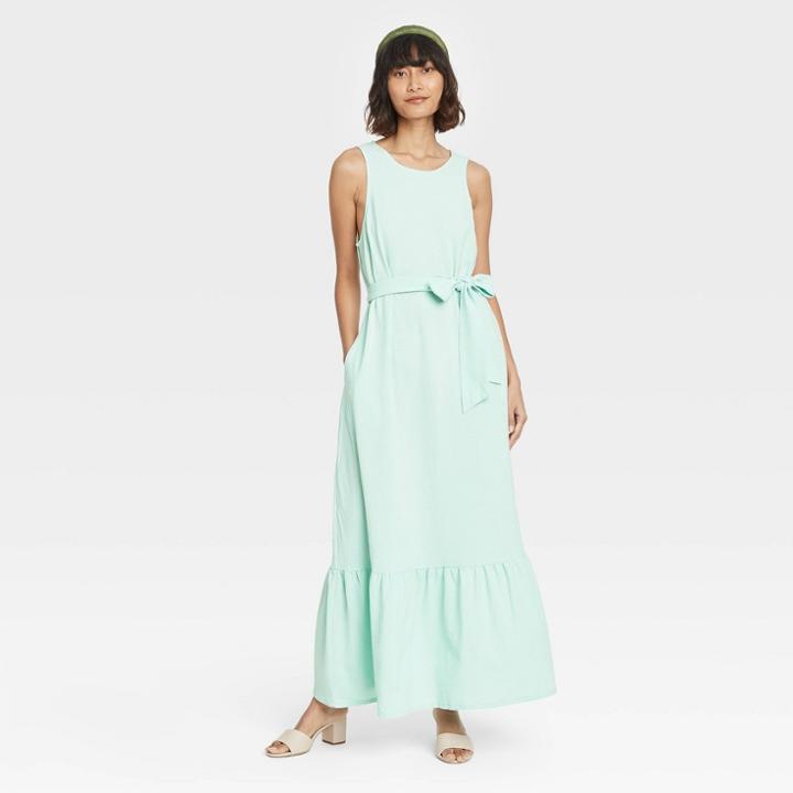 Women's Sleeveless Ruffle Hem Dress - A New Day Mint