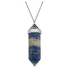 Prime Art & Jewel 18k Gold Over Fine Silver Plated Bronze Genuine Lapis Lazuli Chakra Point Necklace - 24 + 2 Extender, Girl's, Blue