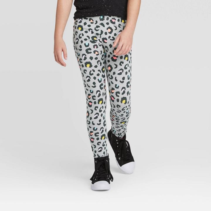 Girls' Animal Print Leggings - Cat & Jack Grey Xs, Girl's, Gray