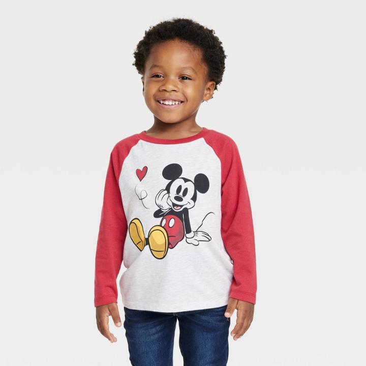 Toddler Boys' Disney Mickey Mouse Solid T-shirt - Red