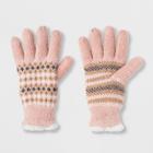 Isotoner Women's Polka Dot Recycled Yarn Fleece Lined Patterned Gloves - Pink