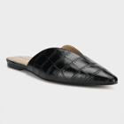 Women's Payton Faux Croc V Cut Mules - Who What Wear Black