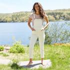 Women's High-rise Relaxed Fit Overalls Cropped Jeans - Universal Thread White