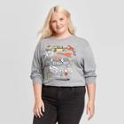 Women's Friends Cartoon Icons Plus Size Long Sleeve T-shirt (juniors') - Gray 1x, Women's,