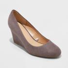 Women's Dot Wide Width Round Toe Wedge Pumps - A New Day Gray 6w,