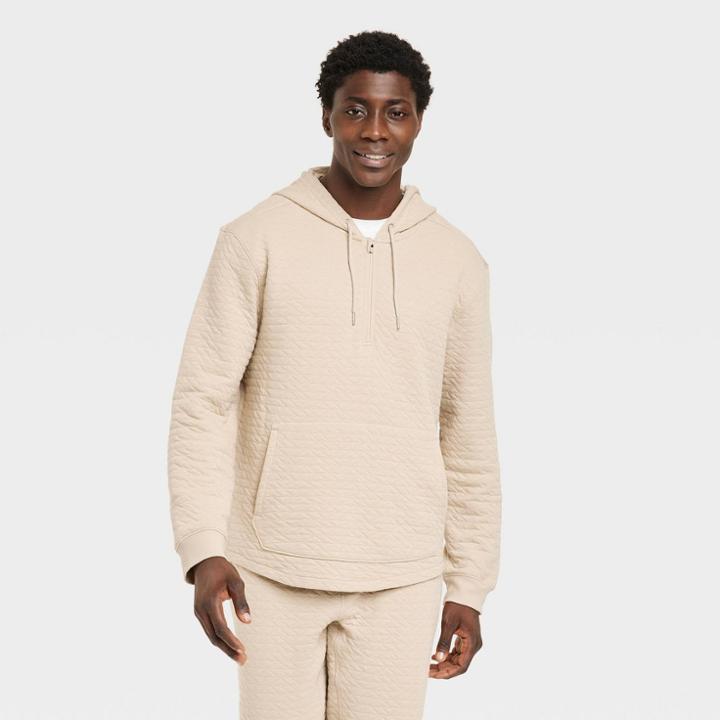 Men's Quilted Fleece Sweatshirt - All In Motion Khaki