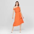 Women's Asymmetric One Shoulder Midi Dress - Mossimo Orange