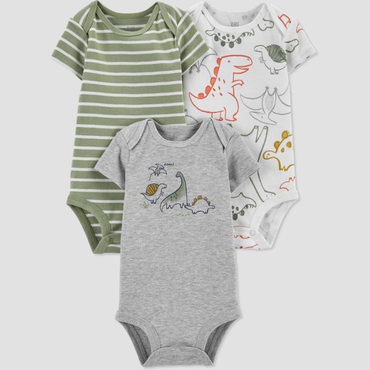 Baby Boys' 3pk Dino Bodysuit - Just One You Made By Carter's Green/white/gray