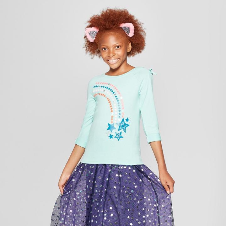 Girls' 3/4 Sleeve Stars Cozy Pullover - Cat & Jack