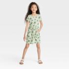 Girls' Printed Short Sleeve Knit Dress - Cat & Jack Army Green