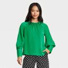 Women's Balloon Long Sleeve High Cuff Blouse - Who What Wear Green
