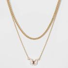 Sugarfix By Baublebar Layered Butterfly Pendant Necklace - Gold, Women's