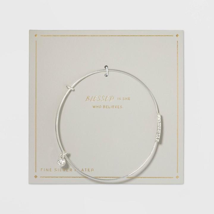 Target Silver Plated Thin Expandable Blessed Bangle Bracelet -
