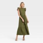 Women's Flutter Short Sleeve Dress - Who What Wear Olive Green
