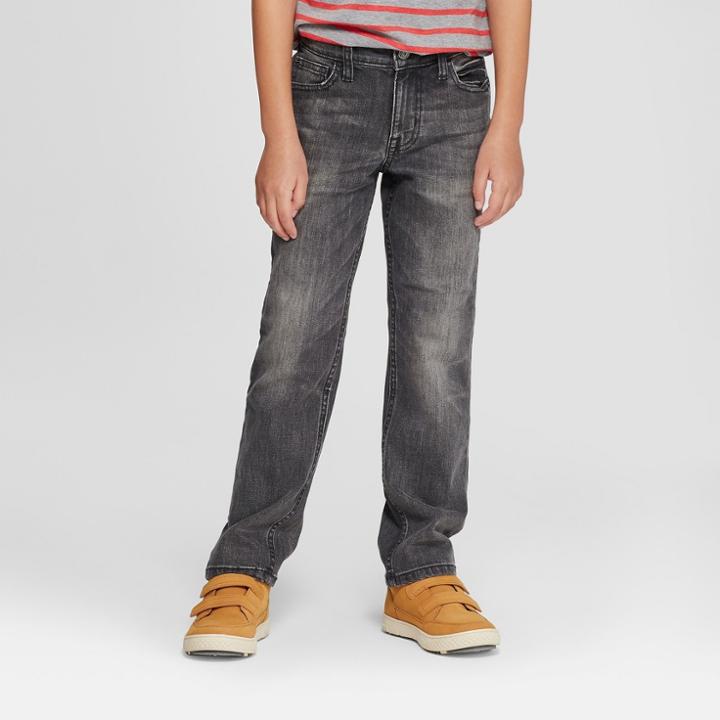 Boys' Straight Fit Jeans - Cat & Jack Gray 12 Husky, Black