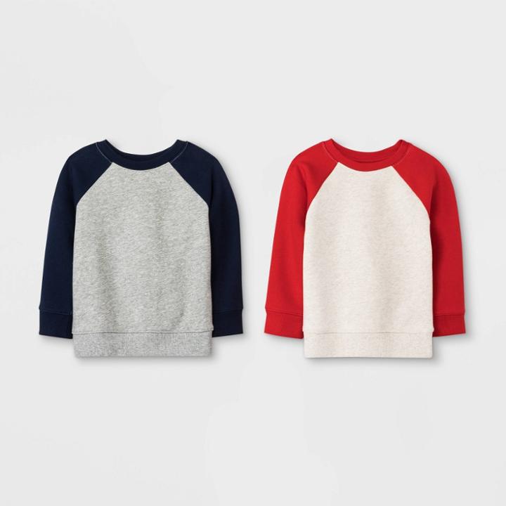 Toddler Boys' 2pk Crew Sweatshirt Set - Cat & Jack Red/navy