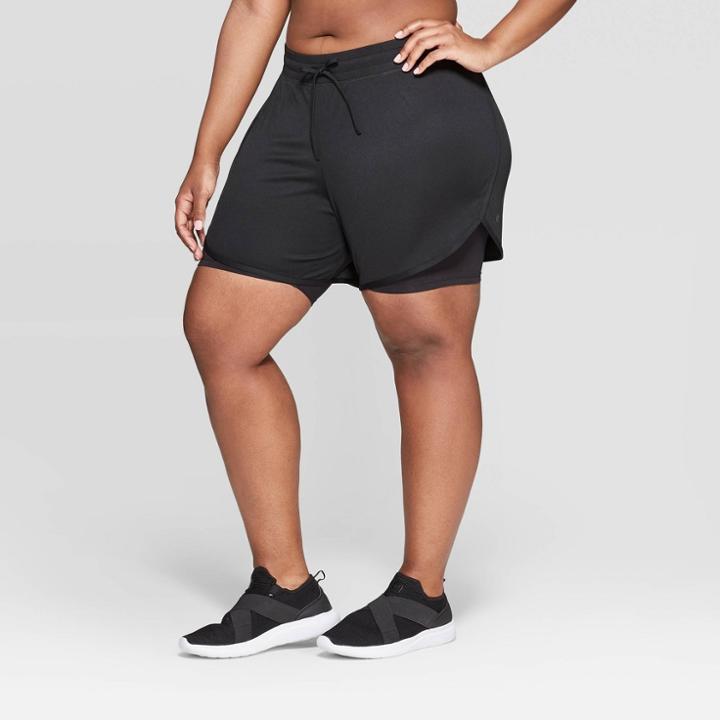 Women's Plus Size Mid-rise Knit Layered Shorts 7 - C9 Champion Black