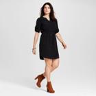 Women's Convertible Sleeve Shirt Dress - Mossimo Black