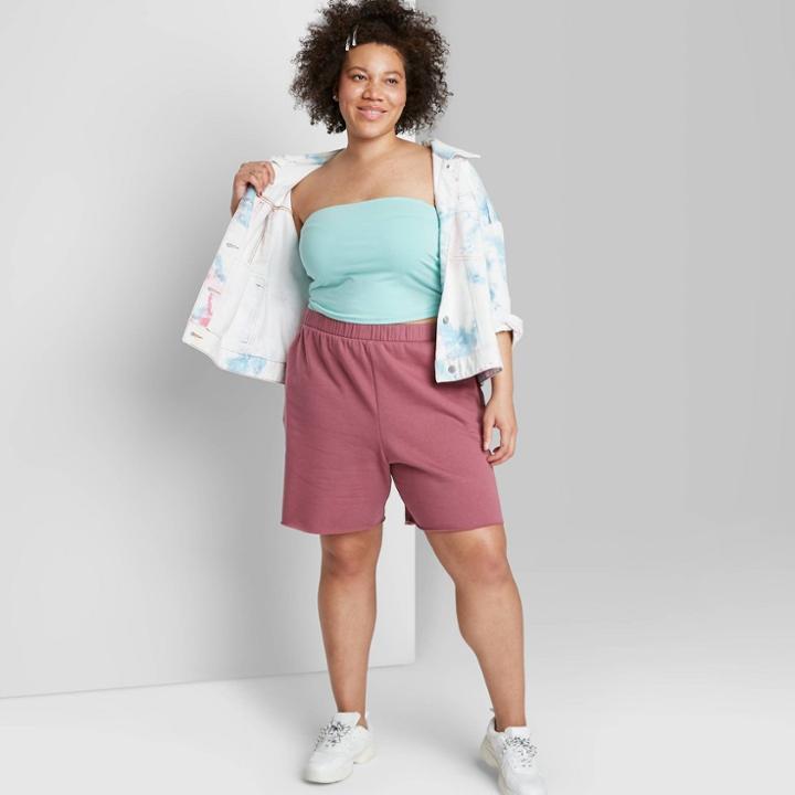 Women's Plus Size High-rise Bermuda Leisure Shorts - Wild Fable Grape