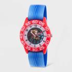 Kids' Marvel Captain Marvel Plastic Time Teacher Stretchy Strap Watch - Blue