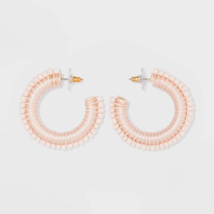 Sugarfix By Baublebar Mixed Media Hoop Earrings - Blush Pink, Women's,