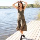 Women's Plus Size Sleeveless Tiered Dress - Wild Fable Green