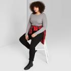 Women's Plus Size Long Sleeve Slim Fit T-shirt - Wild Fable Gray