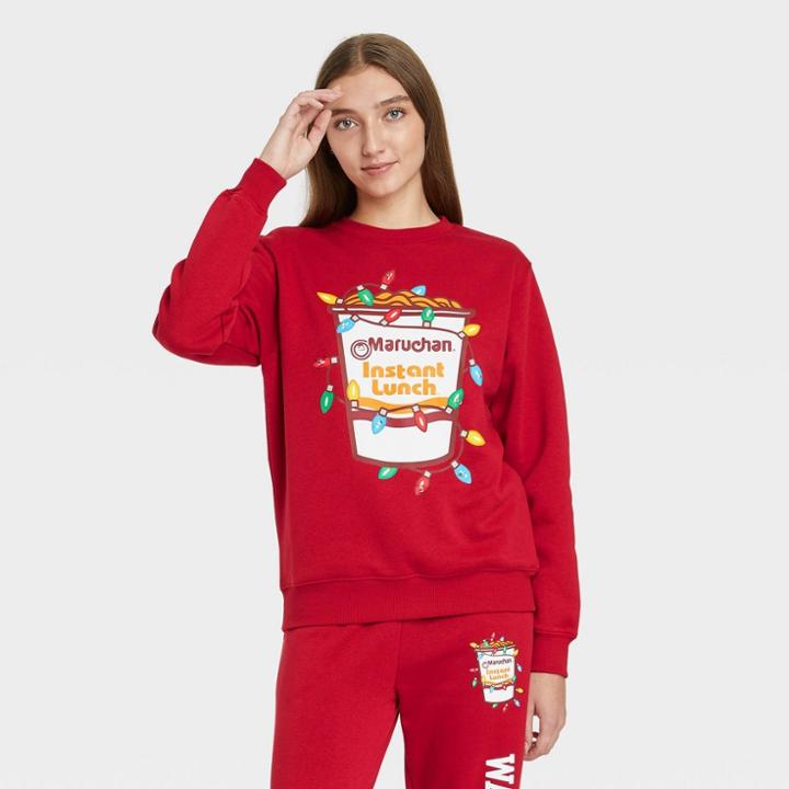 Women's Maruchan Holiday Cup Graphic Sweatshirt - Red