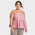 Women's Plus Size Peplum Tank Top - A New Day Pink
