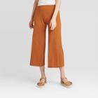 Women's Mid-rise Cropped Wide Leg Sweater Lounge Pants - A New Day Brown