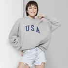 Women's Oversized Crewneck Sweatshirt With Usa Graphic - Wild Fable Gray