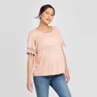 Maternity Flutter Short Sleeve Rib Lace Top - Isabel Maternity By Ingrid & Isabel Coral Xs, Women's, Pink